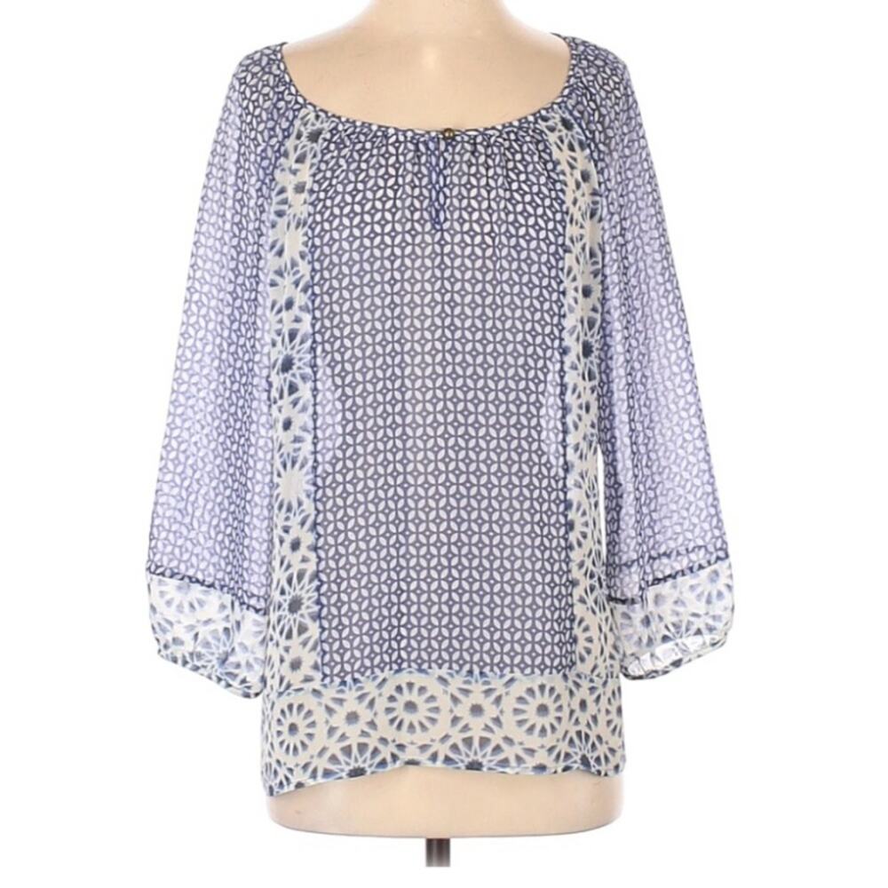Banana Republic Sheer Blue Boho Blouse Small
